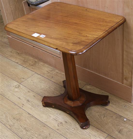 A mid Victorian mahogany rectangular topped tea table, the top 64 x 50cm